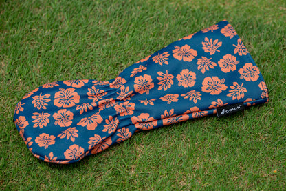 Blue & Coral Hibiscus Head Covers, Putter Cover (Mallet) & Towel Set