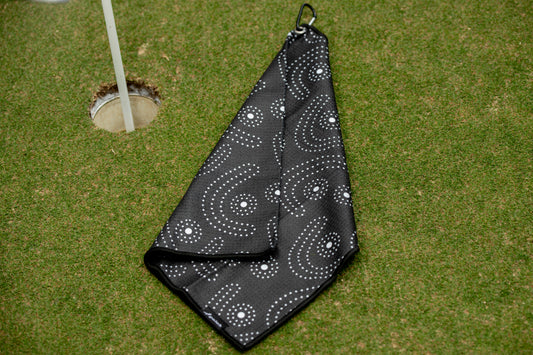 Black Boomerang Golf Towel