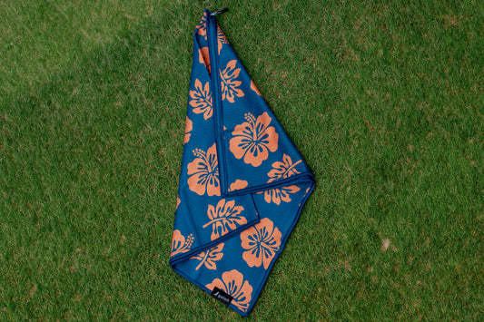 Blue & Coral Hibiscus Golf Towel