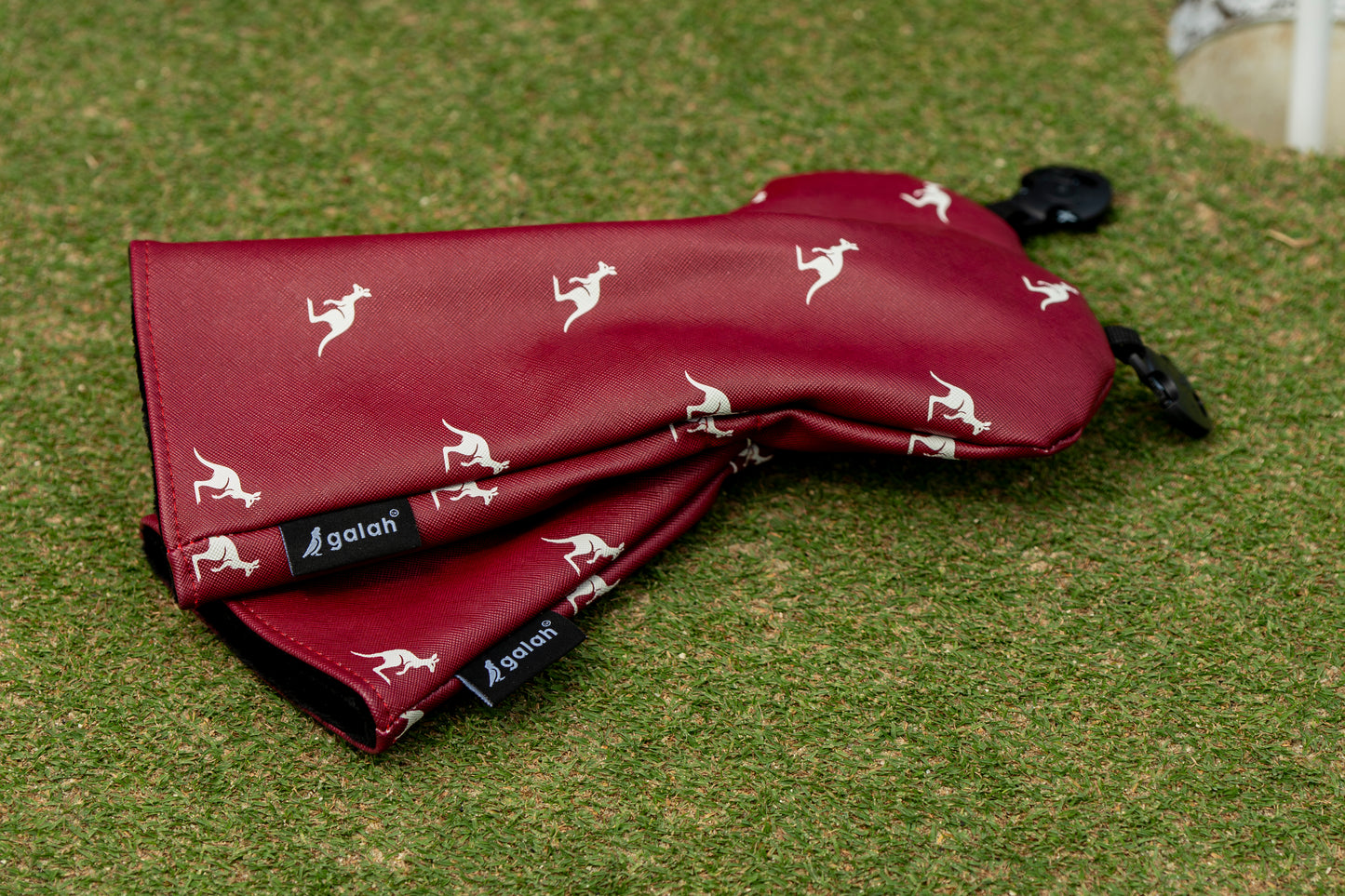 Maroon with Kangaroos Head Covers, Putter Cover (Mallet) & Towel Set