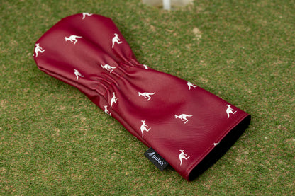 Maroon with Kangaroos Head Covers, Putter Cover (Mallet) & Towel Set