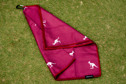 Maroon with Kangaroos Head Covers, Putter Cover (Mallet) & Towel Set