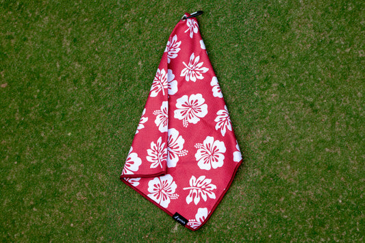 Red & White Hibiscus Golf Towel