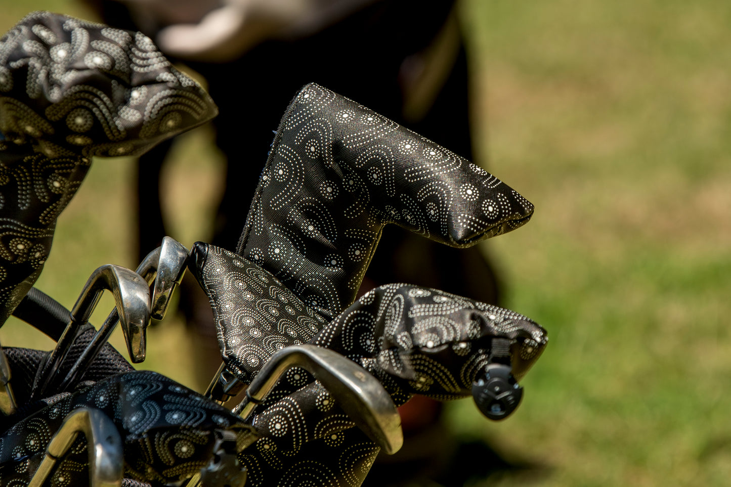 Black Boomerang Head Covers, Putter Cover (Blade) & Towel Set