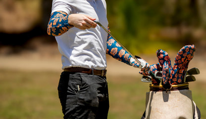 Blue & Coral Hibiscus Golf Sun Sleeves